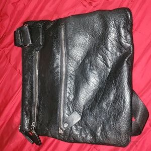 MARGOT BLACK LEATHER MOTO STYLE CROSSBODY PURSE